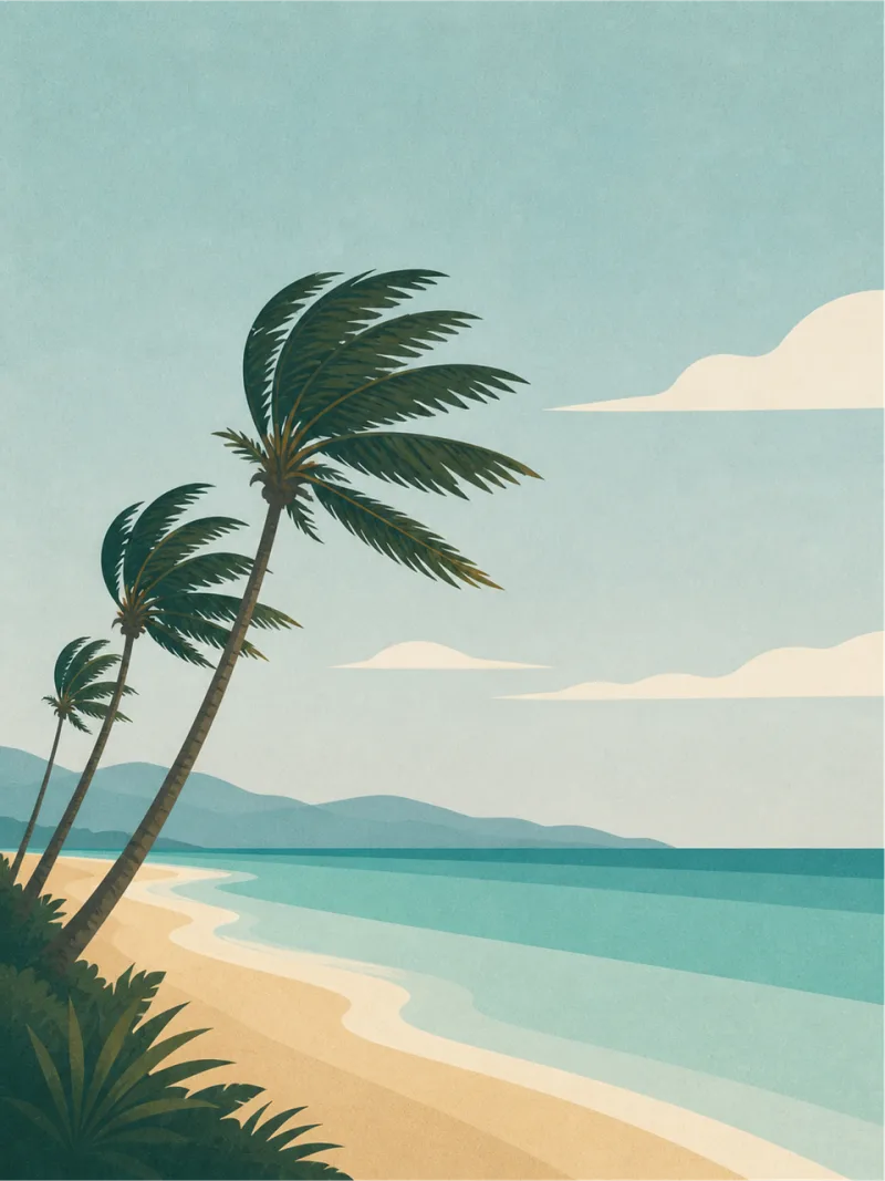 Beach Palm Ocean Stickdatei – Natur