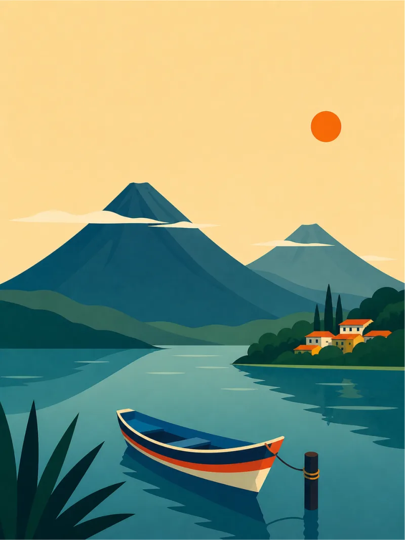 Ai generated Lake Boat Stickdatei – Natur