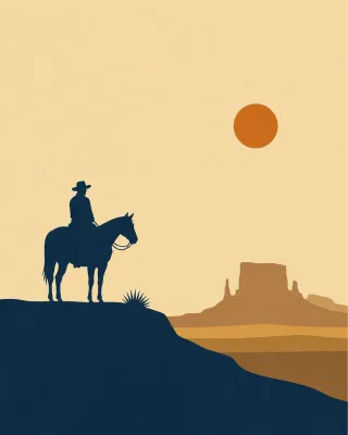 Cowboy Horse Desert Stickdatei