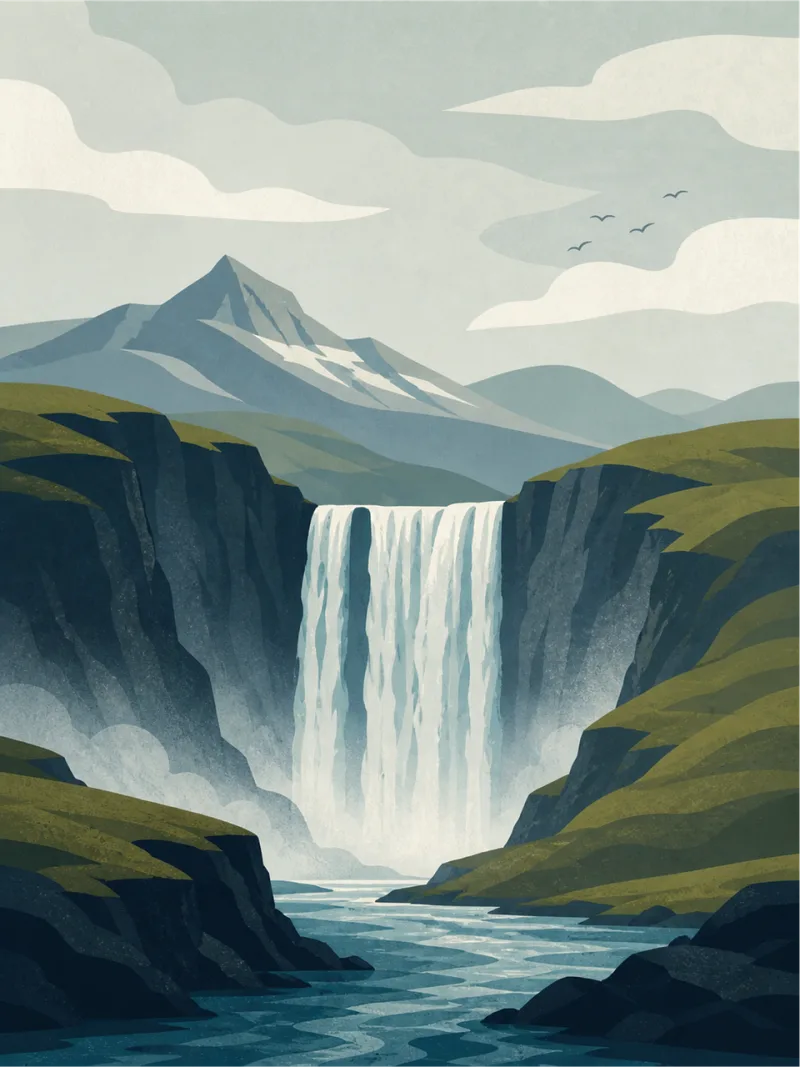 Waterfall Mountain Landscape Stickdatei – Natur