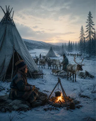 Sami people Lapland Reindeer Stickdatei