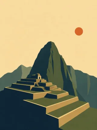Machu picchu Peru Minimalist landscape Stickdatei