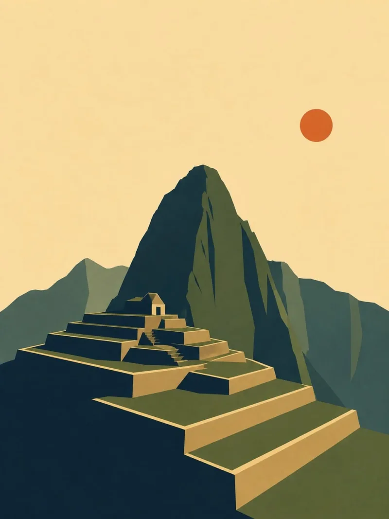 Machu picchu Peru Minimalist landscape Stickdatei – Natur