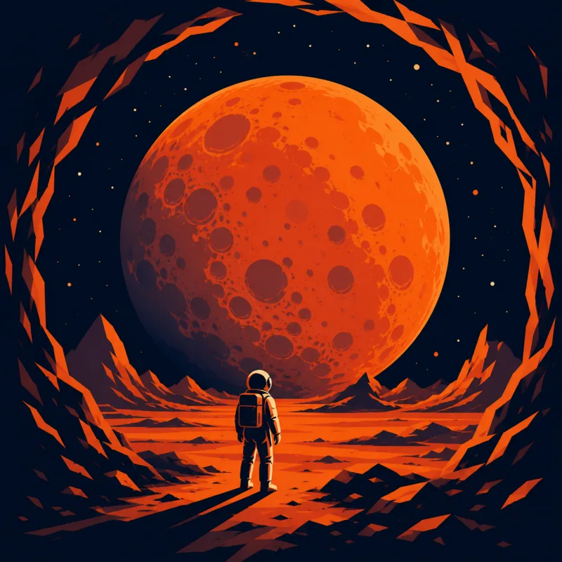 Astronaut Red moon Sci fi Stickdatei – Natur