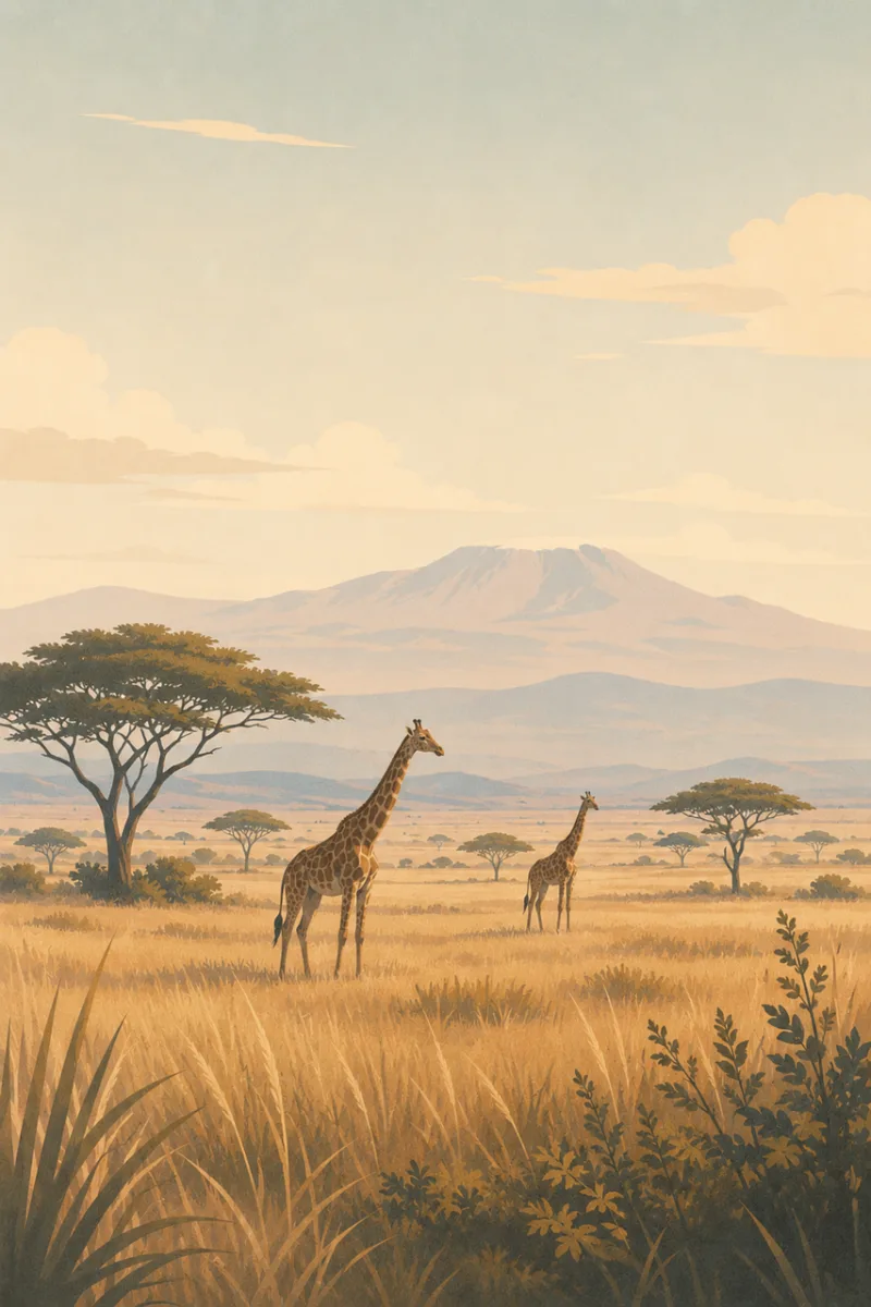 African savanna Giraffes Mount kilimanjaro Stickdatei – Natur