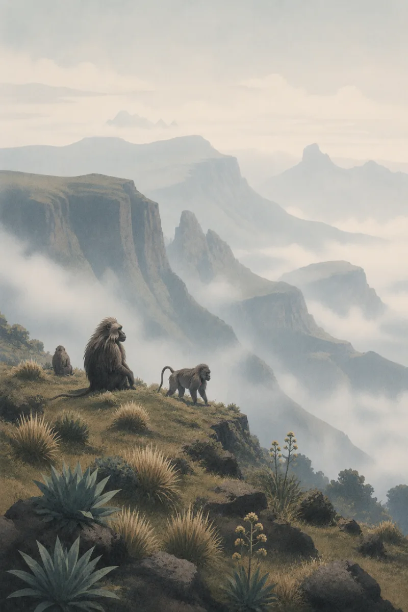Baboon Mountains Landscape Stickdatei – Natur