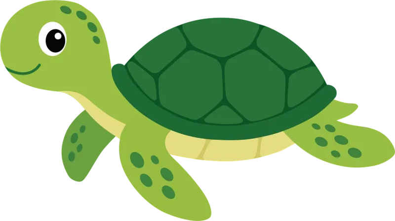 Cartoon turtle Green color Happy design Stickdatei – Tiere