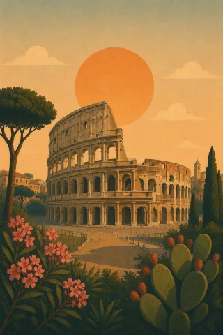 Colosseum Flower background Rome Stickdatei