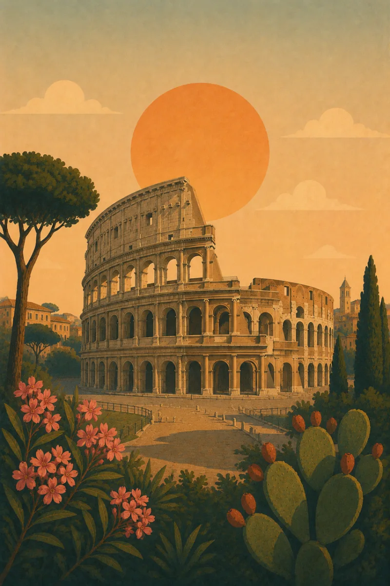 Colosseum Flower background Rome Stickdatei – Natur