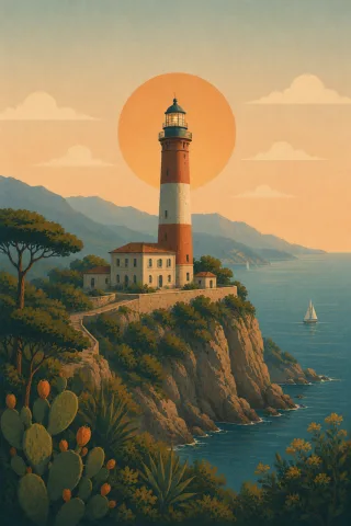Lighthouse Mediterranean coast Sea Stickdatei