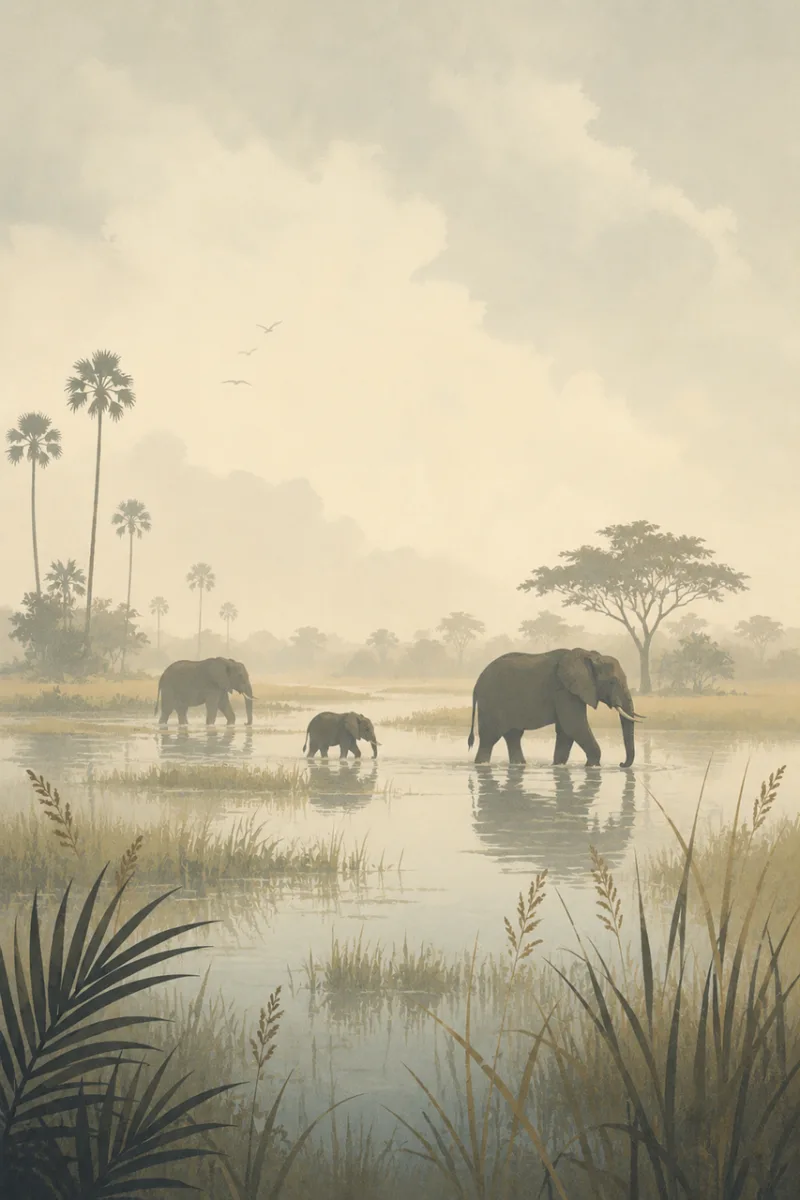 Elephants Elephant family Nature Stickdatei – Tiere