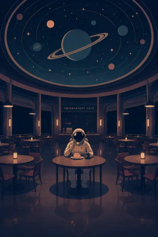 Ai generated Astronaut Observatory cafe Stickdatei