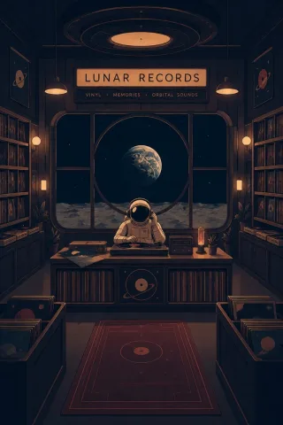 Ai generated Astronaut Retro Stickdatei