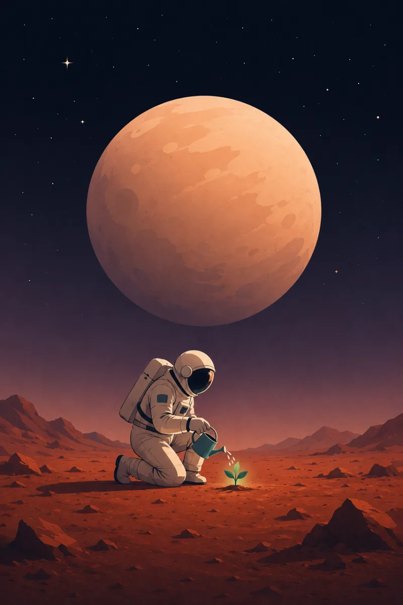 Ai generated Astronaut Watering plant Stickdatei – Natur