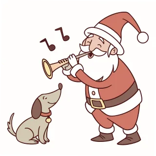 Santa claus Dog Playing trumpet Stickdatei