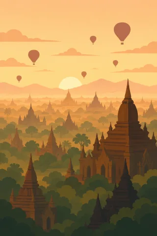 Ai generated Bagan Myanmar Stickdatei