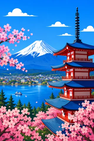 Ai generated Nature Japan Stickdatei