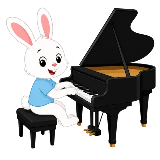 Cute bunny Bunny playing piano Cartoon rabbit Stickdatei