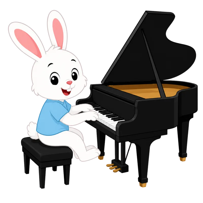Cute bunny Bunny playing piano Cartoon rabbit Stickdatei – Musik