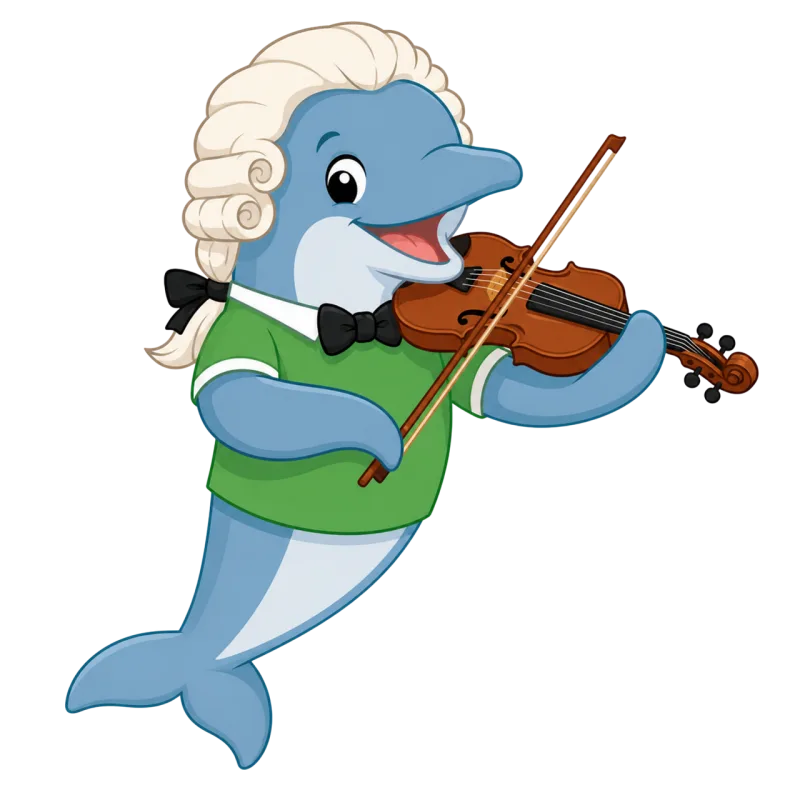 Cute dolphin Playing dolphin Violinist Stickdatei – Tiere