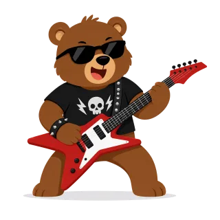 Bear Electric-guitar Cartoon Stickdatei