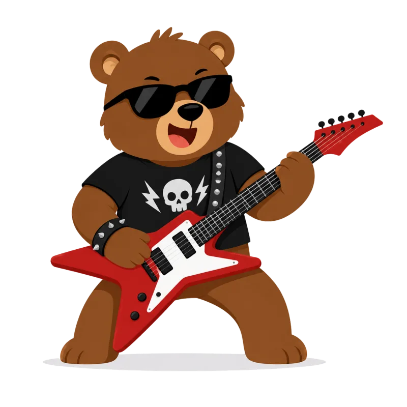 Bear Electric-guitar Cartoon Stickdatei – Musik