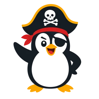 Penguin Pirate Cartoon Stickdatei