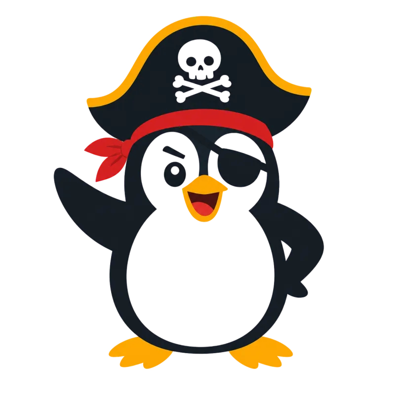 Penguin Pirate Cartoon Stickdatei – Kinder