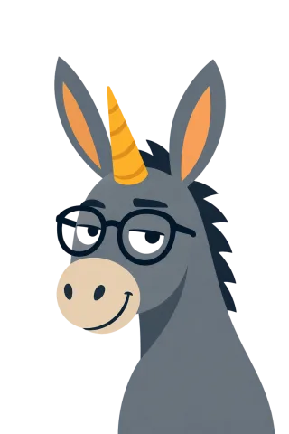 Funny donkey-unicorn Donkey cartoon Glasses style Stickdatei – Kinder
