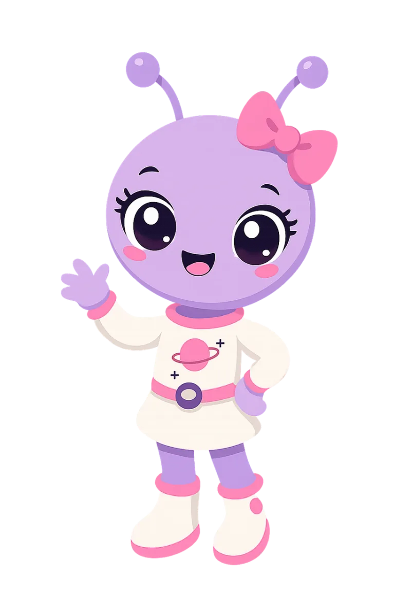 Alien Cartoon Kawaii Stickdatei – Blumen