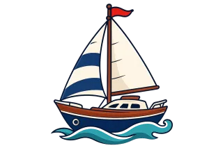 Vector sailboat Sailboat Marine illustration Stickdatei