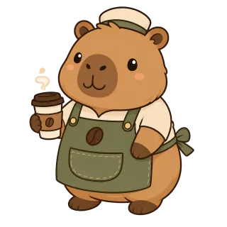 Capybara Barista Cartoon Stickdatei – Essen & Trinken