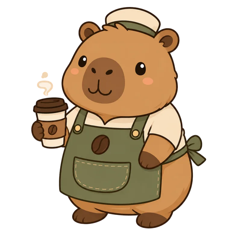Capybara Barista Cartoon Stickdatei – Essen & Trinken