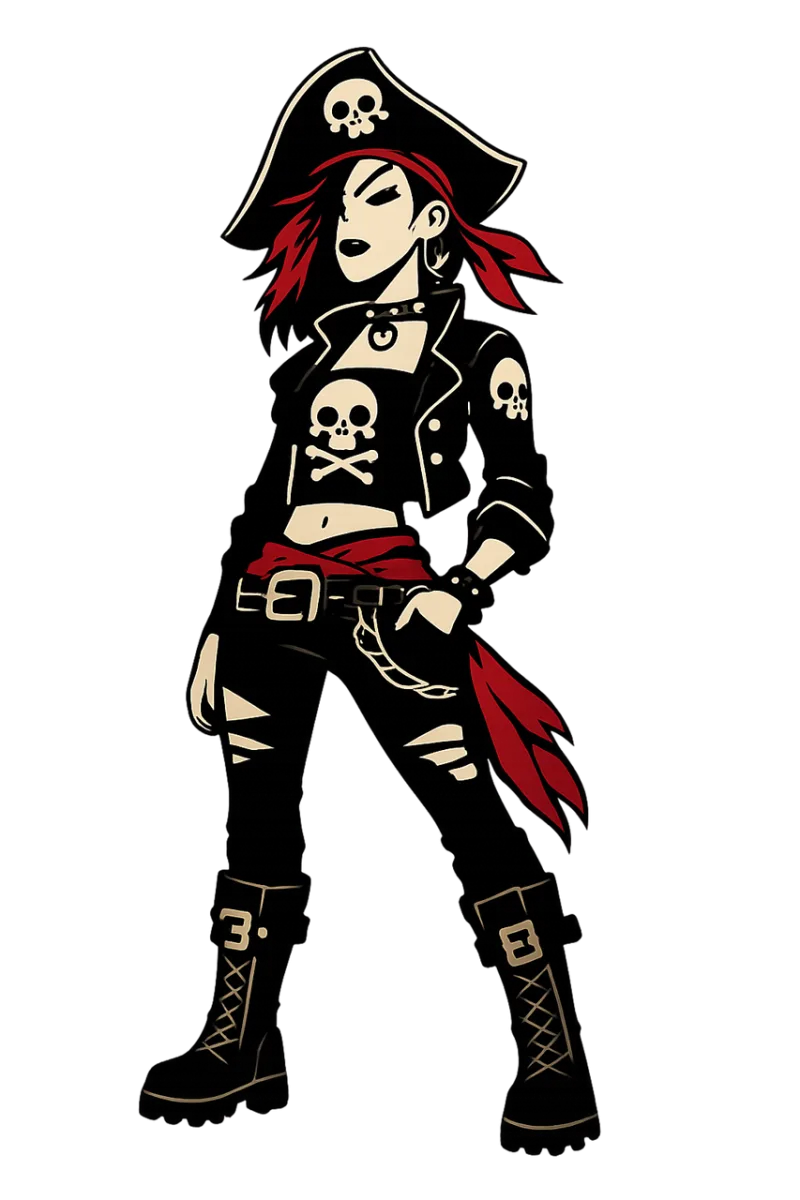 Punk Pirate Girl Stickdatei – Kinder