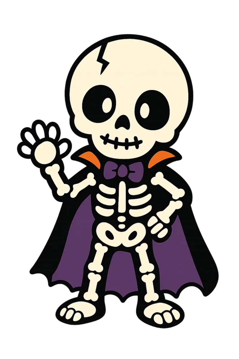 Cute skeleton Halloween costume Cartoon skeleton Stickdatei – Natur