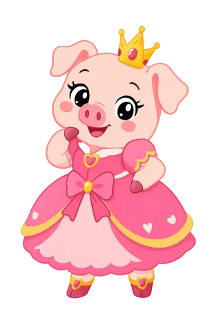 Princess pig Cute pig Pink dress Stickdatei