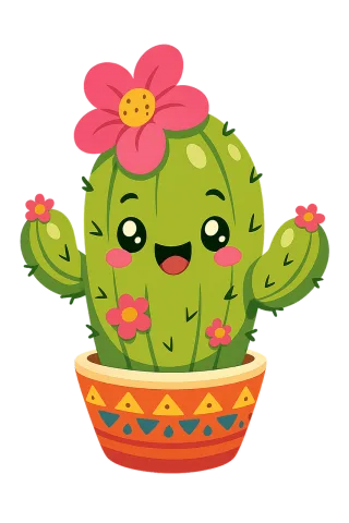 Cute cactus Cartoon cactus Smiling cactus Stickdatei