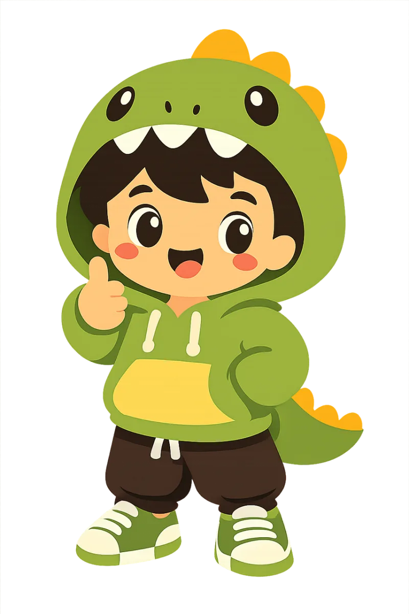 Boy Dinosaur costume Green hoodie Stickdatei – Kinder