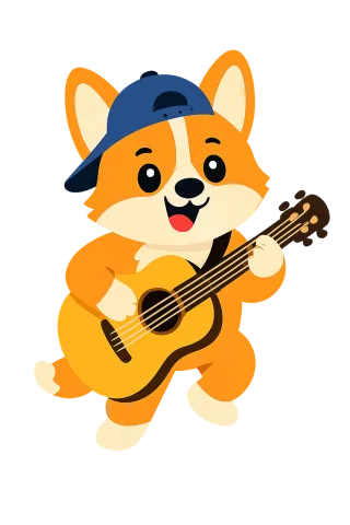 Fox Guitar Cartoon Stickdatei
