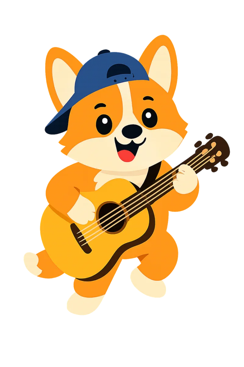 Fox Guitar Cartoon Stickdatei – Musik