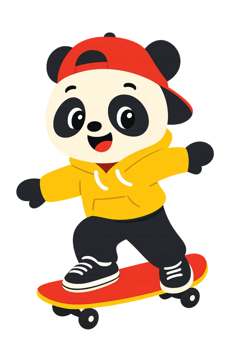 Panda Skateboard Hoodie Stickdatei – Tiere