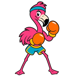 Flamingo Cartoon Boxing gloves Stickdatei
