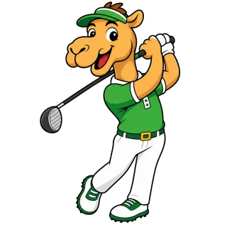 Camel Golfer Cartoon Stickdatei