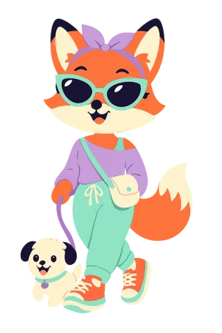 Cute fox Cartoon fox Fashionable animal Stickdatei