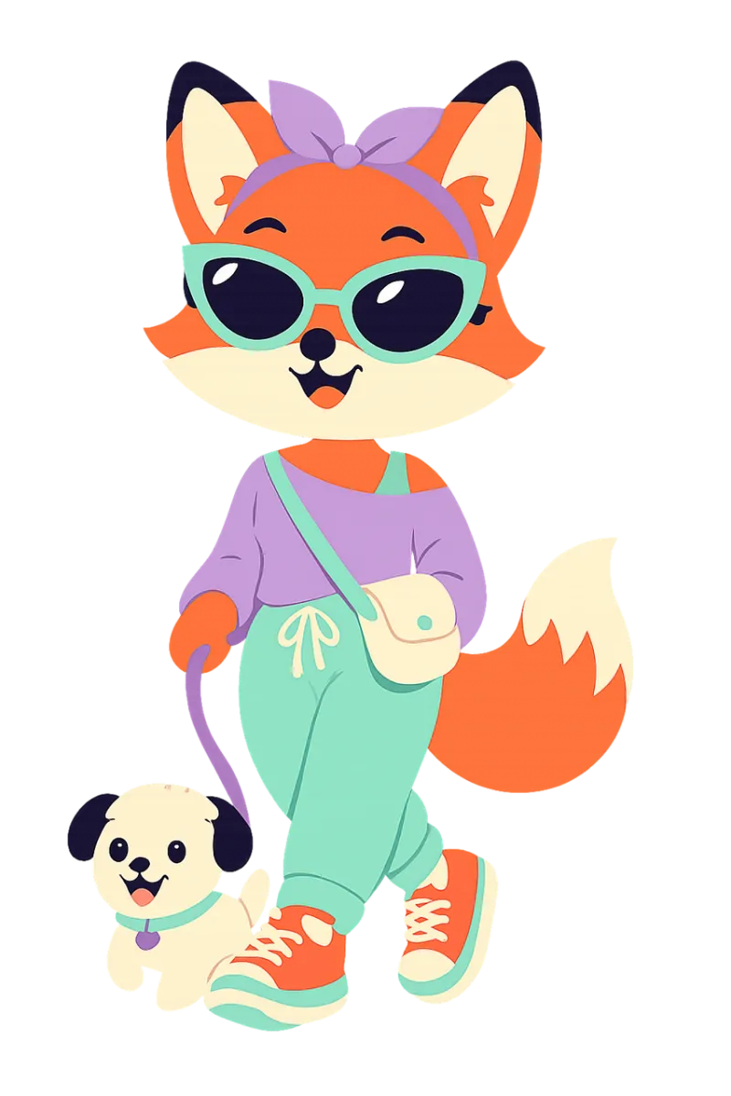 Cute fox Cartoon fox Fashionable animal Stickdatei – Tiere