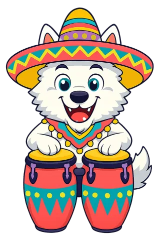 Wolf Colorful hat Congas Stickdatei