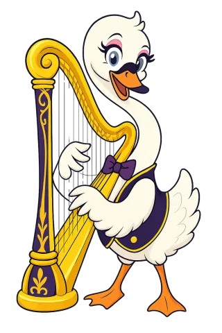 Swan Harp Musician Stickdatei