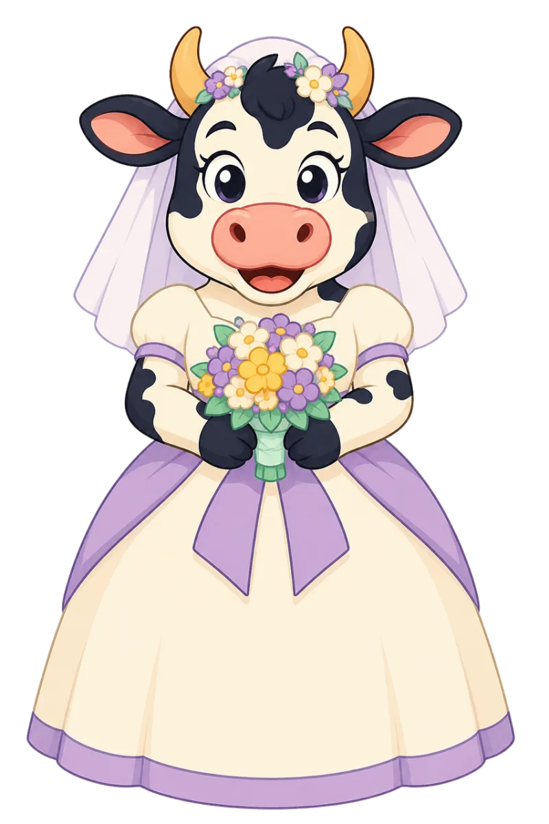 Bride Cow Bouquet Stickdatei – Blumen