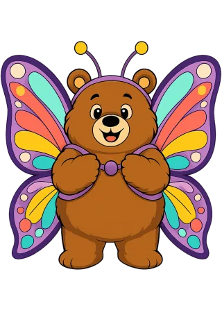 Teddy bear Butterfly costume Magical Stickdatei – Kinder