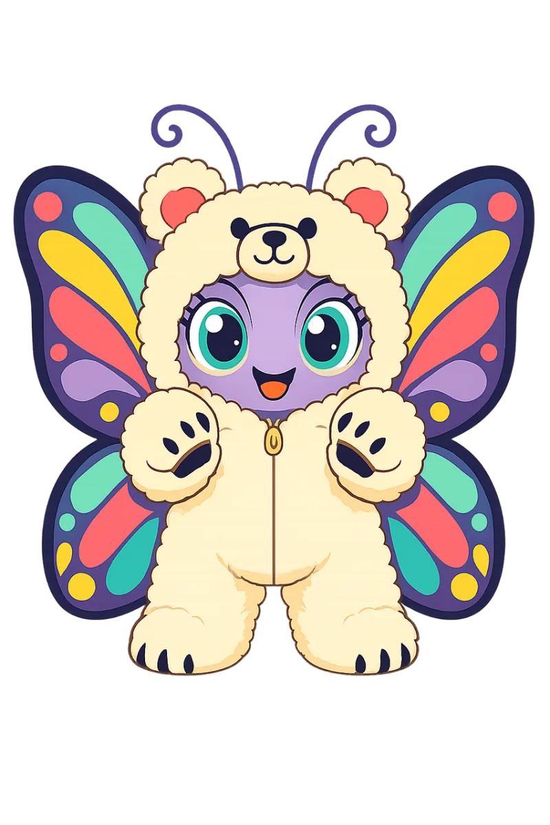 Butterfly Bear costume Butterfly mascot Stickdatei – Kinder
